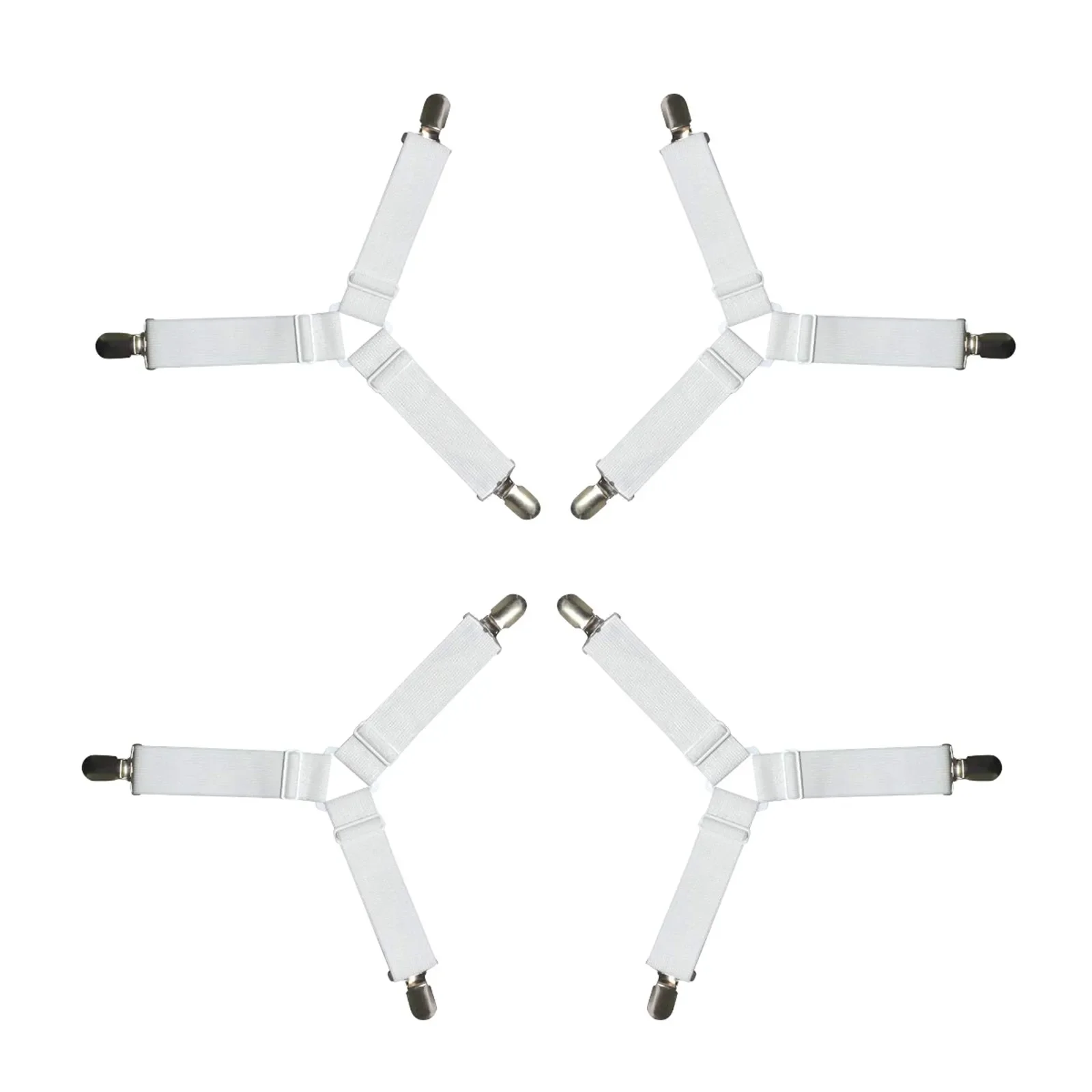 4 PCS Bed Sheet Holder Straps, Elastic Mattress Corner Clips 3 Way Fitted Bed Sheet Fastener Suspenders Grippers sheets  bedding thumbnail 4