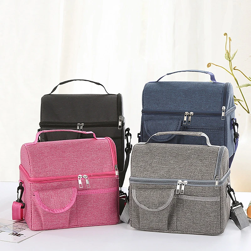 Large Insulated Lunch Box Leak-proof Cooler Bag Dual Compartment Lunch Tote For Camping Men Women Cans Wine Bag Cooler Box thumbnail 4