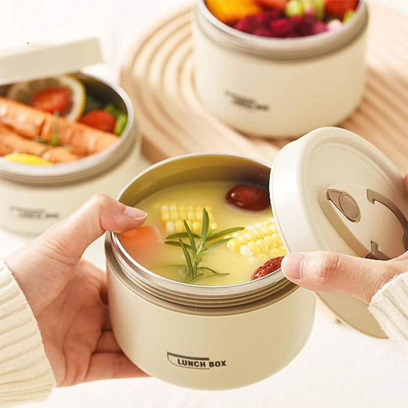Portable Insulated Food Lunch Container Set with Thermal Lunch Box 3 Separate Stackable Lunch Container for Adult Kids thumbnail 4