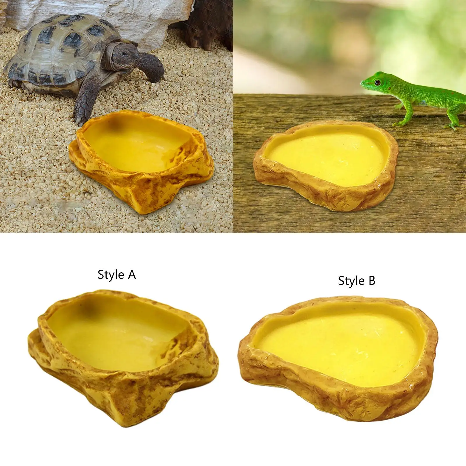Reptile Water Bowl Terrarium Water Dish Reptile Food Dish Feeding Bowl for Frog Bearded Dragon Tortoise Turtle Leopard Gecko thumbnail 3