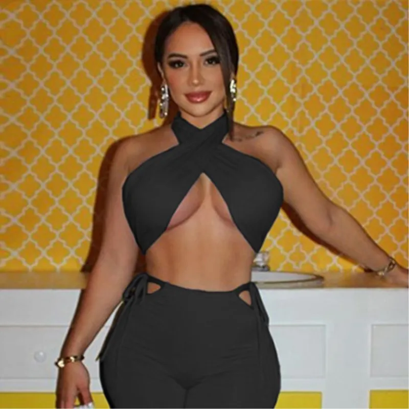 Sexy Cross Halter Corset Tank Tops Y2K Fashion Black Hollow Out Camis Women Tube Tops Backless Slim Crop Top 2024 Woman Clothing thumbnail 3