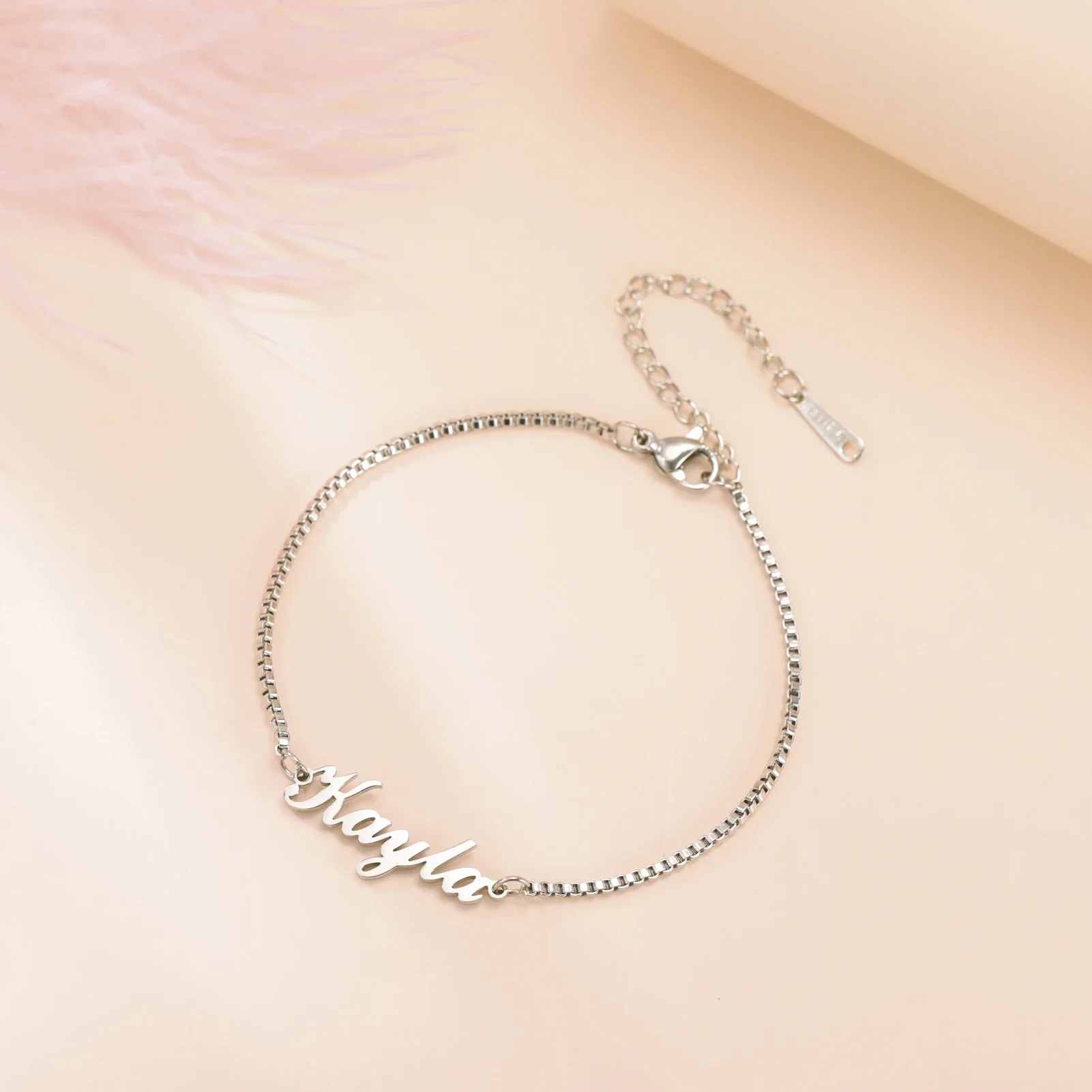 Women Girls Personalized Name Bracelet Stainless Steel Box Chain Letter Customized Charm Bracelets Unique Custom Jewelry Gift thumbnail 5