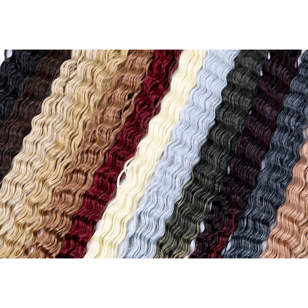 32 Inch Synthetic Pre Stretched Deep Wave Crochet Hair Yaki Ombre Braiding Hair High Temperature Fiber Extensions for Women thumbnail 4