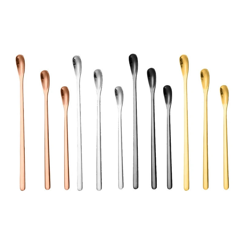 Stainless Steel Coffee Spoon Ice Cream Dessert Tea Stirring Spoon For Picnic Kitchen Accessories Bar Tools Long Handle Spoon