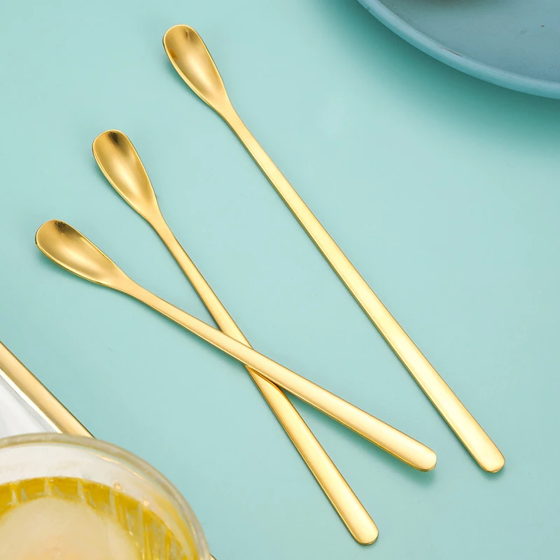 Stainless Steel Coffee Spoon Ice Cream Dessert Tea Stirring Spoon For Picnic Kitchen Accessories Bar Tools Long Handle Spoon thumbnail 5