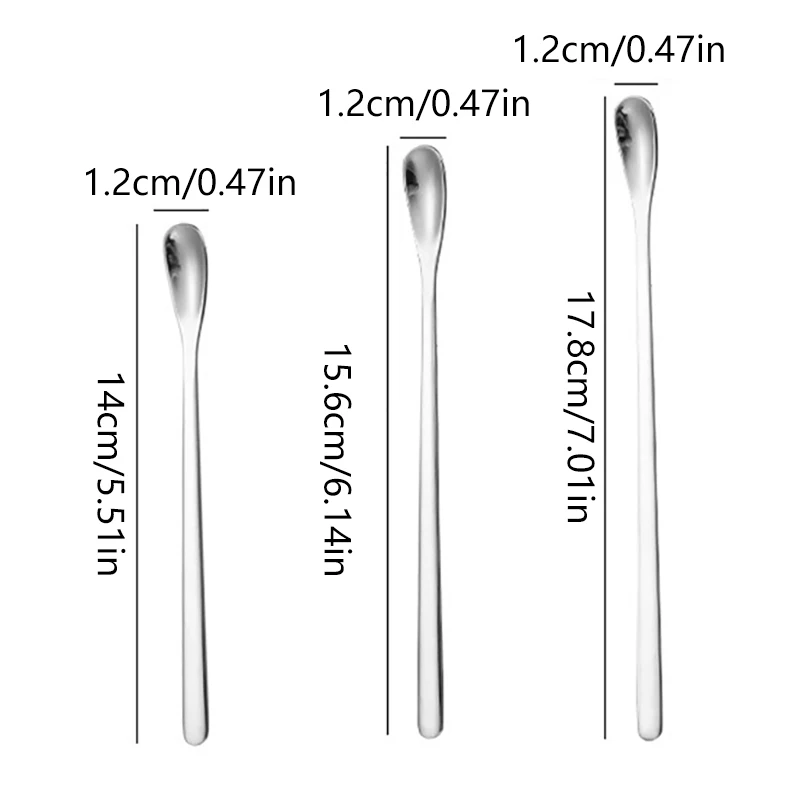 Stainless Steel Coffee Spoon Ice Cream Dessert Tea Stirring Spoon For Picnic Kitchen Accessories Bar Tools Long Handle Spoon thumbnail 6