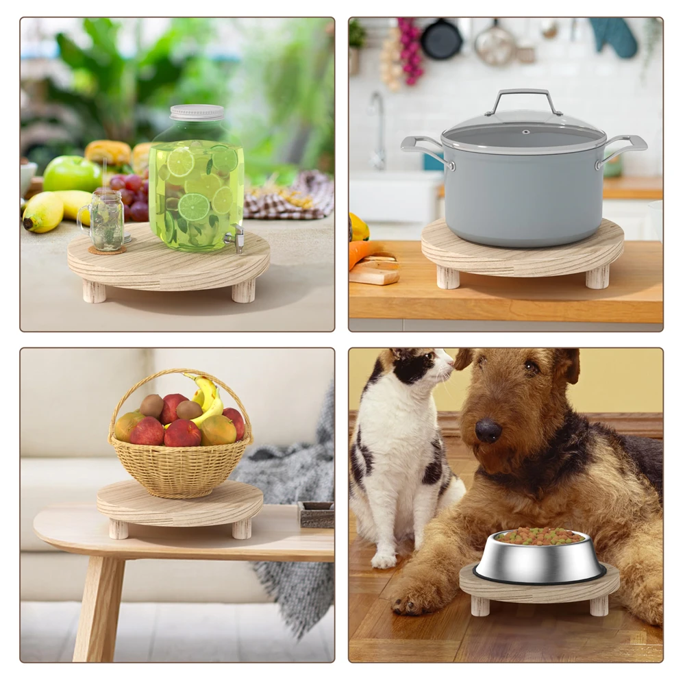 3 Pcs Wood Plant Stand Indoor Outdoor Wooden Stool Display Stand Round Riser Flower Pot Holder Small Planter Tray Decorative thumbnail 4
