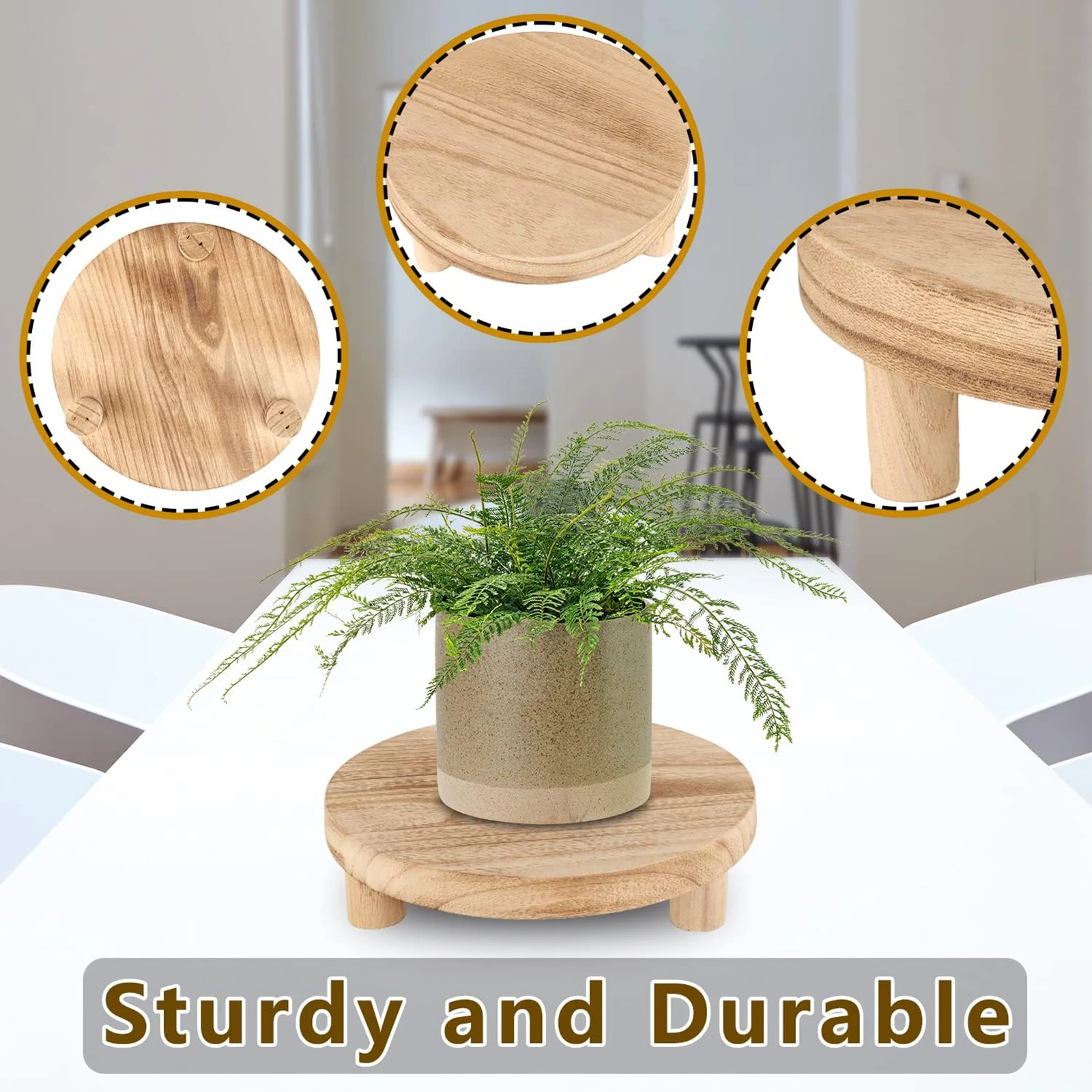 3 Pcs Wood Plant Stand Indoor Outdoor Wooden Stool Display Stand Round Riser Flower Pot Holder Small Planter Tray Decorative thumbnail 6
