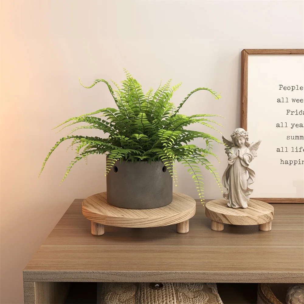 3 Pcs Wood Plant Stand Indoor Outdoor Wooden Stool Display Stand Round Riser Flower Pot Holder Small Planter Tray Decorative thumbnail 2