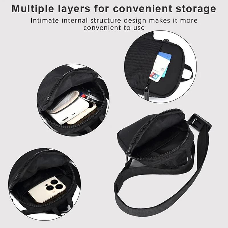 Mini Chest Bag for Men Women Casual Sling Shoulder Crossbody Pack Nylon Waterproof for Outdoor Running Cycling Travel Phone Bags thumbnail 3
