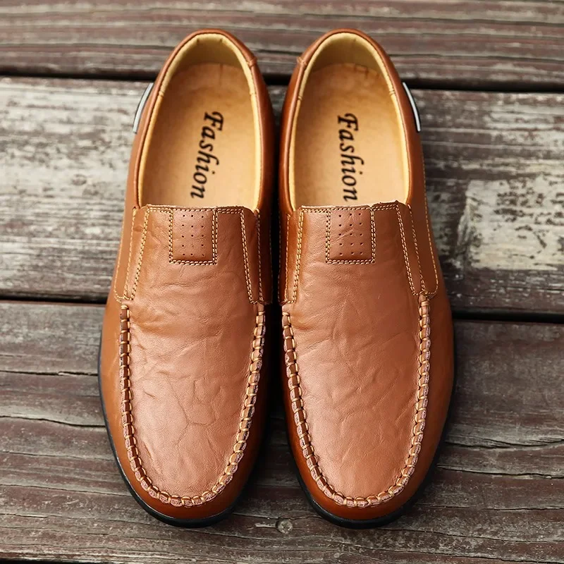 New Genuine Leather Men Casual Shoes Luxury Brand Mens Loafers Moccasins Breathable Slip on Black Driving Shoes Big Size 47 thumbnail 4