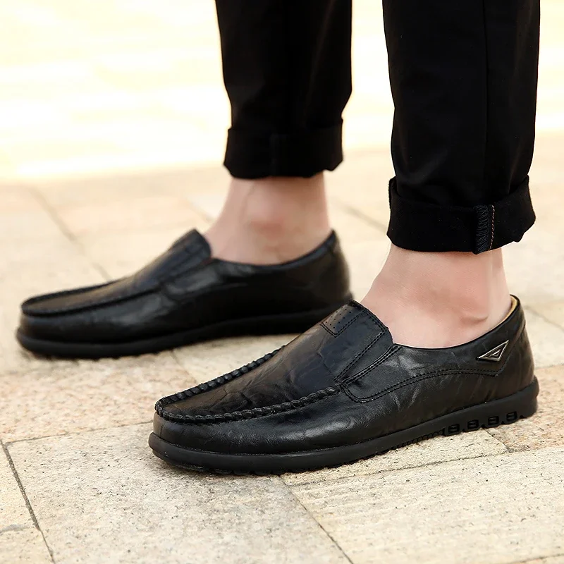 New Genuine Leather Men Casual Shoes Luxury Brand Mens Loafers Moccasins Breathable Slip on Black Driving Shoes Big Size 47 thumbnail 3