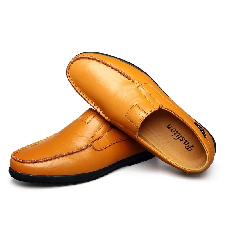 New Genuine Leather Men Casual Shoes Luxury Brand Mens Loafers Moccasins Breathable Slip on Black Driving Shoes Big Size 47 thumbnail 6
