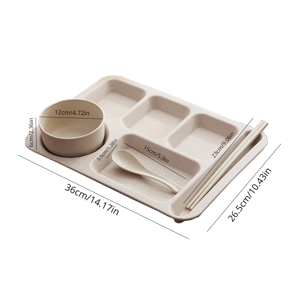 1Set Student Meal Plate Fast Food Bowls Anti-fall Household Meal Plate Separation Plate Bowl Cup Set Dinner Set Service Assiette thumbnail 3