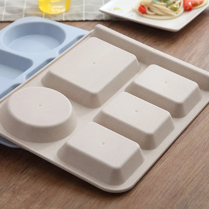 1Set Student Meal Plate Fast Food Bowls Anti-fall Household Meal Plate Separation Plate Bowl Cup Set Dinner Set Service Assiette thumbnail 5