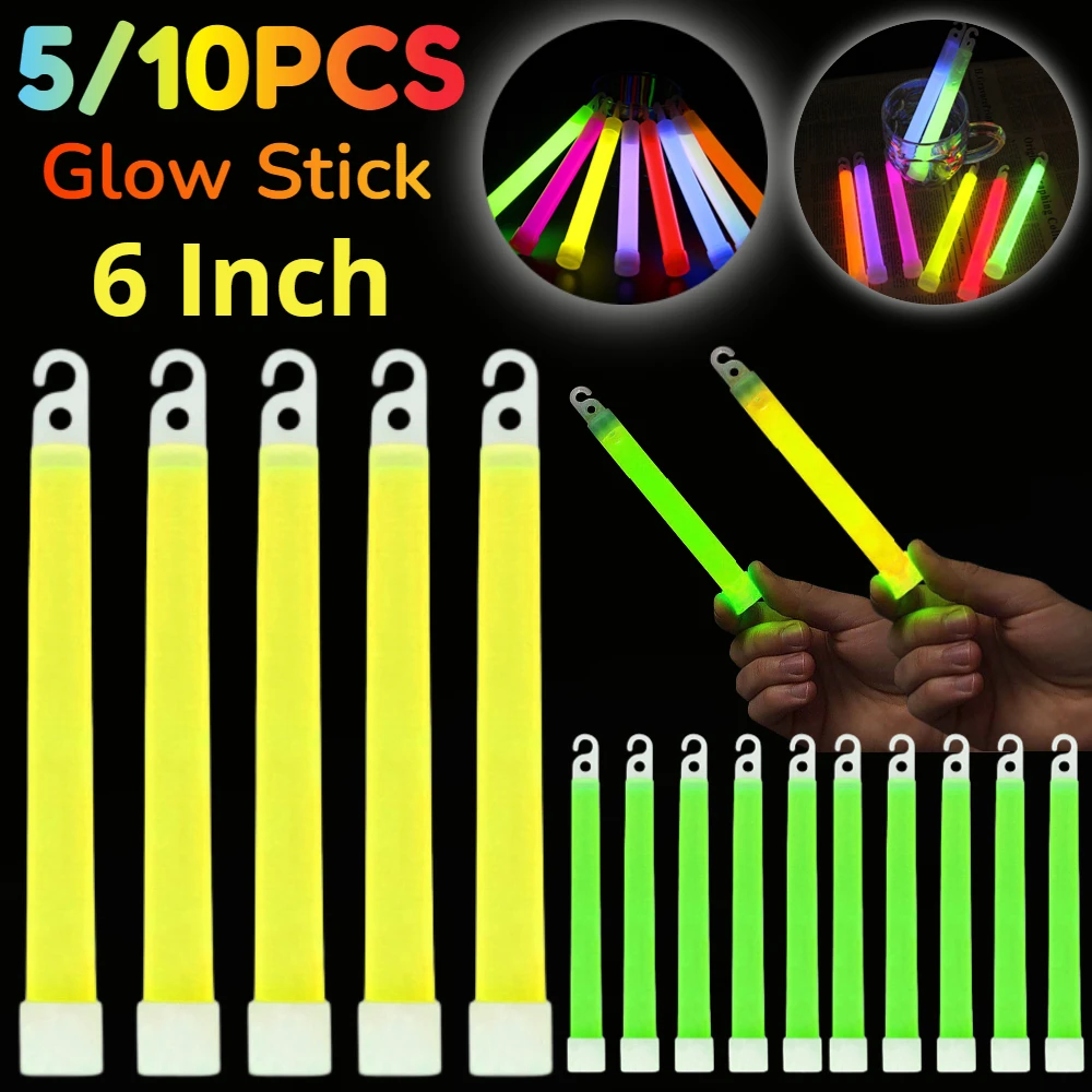 1/5/10PCS Fluorescence Glow Stick Military Glow Light Sticks with Hook Outdoor Emergency Glow In The Dark Party Light Sticks thumbnail 2
