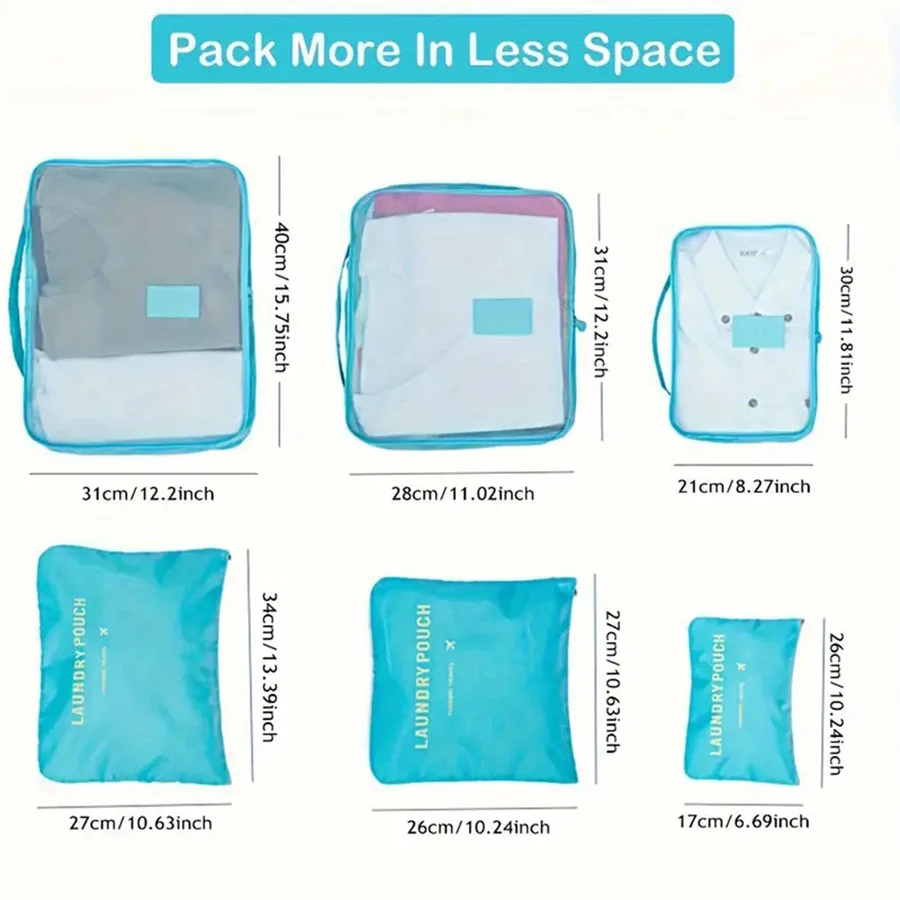 6pcs Travel Organizer Storage Bags Portable Travel Suitcases Organizer Travel Bag For Women Luggage Organizer Clothes Shoes Bag thumbnail 3