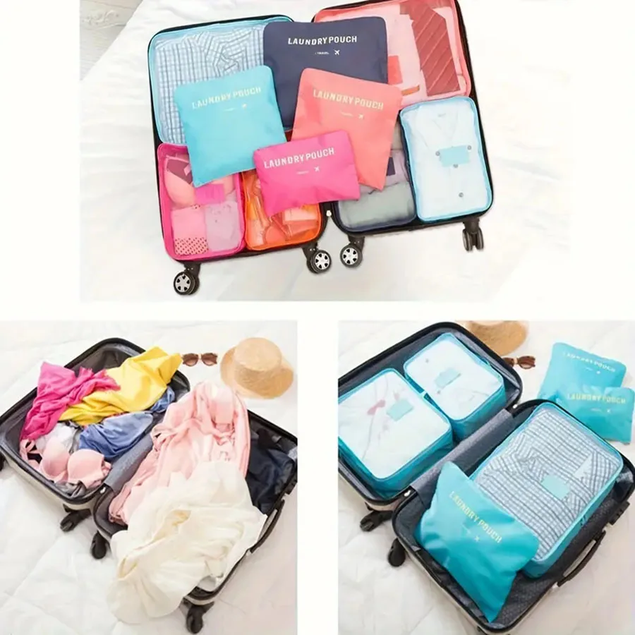 6pcs Travel Organizer Storage Bags Portable Travel Suitcases Organizer Travel Bag For Women Luggage Organizer Clothes Shoes Bag thumbnail 2