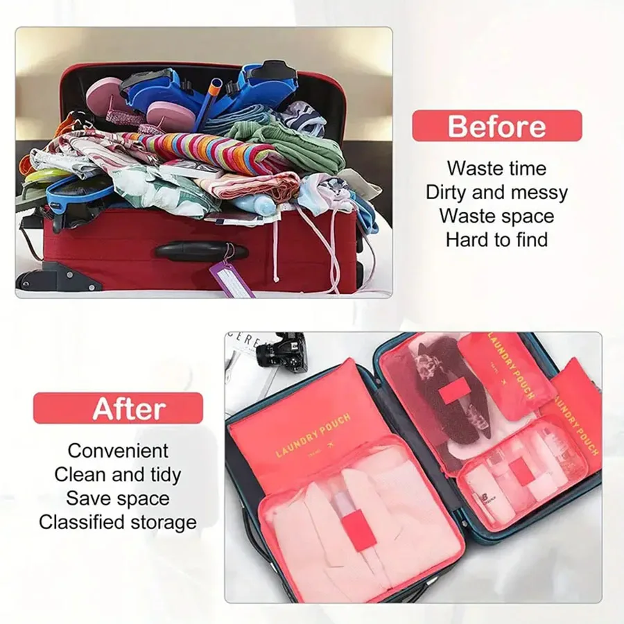 6pcs Travel Organizer Storage Bags Portable Travel Suitcases Organizer Travel Bag For Women Luggage Organizer Clothes Shoes Bag thumbnail 5
