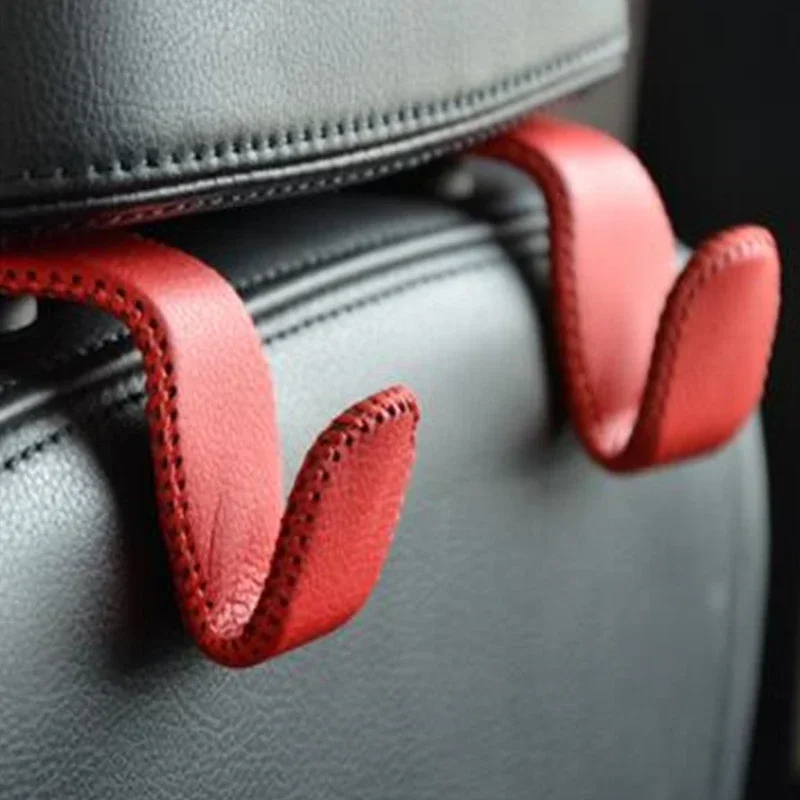 Car Seat Headrest Hooks Leather Hidden Back Hanger Storage Holder Organizer Rear Rack For Purses Bags Interior Accessories thumbnail 3
