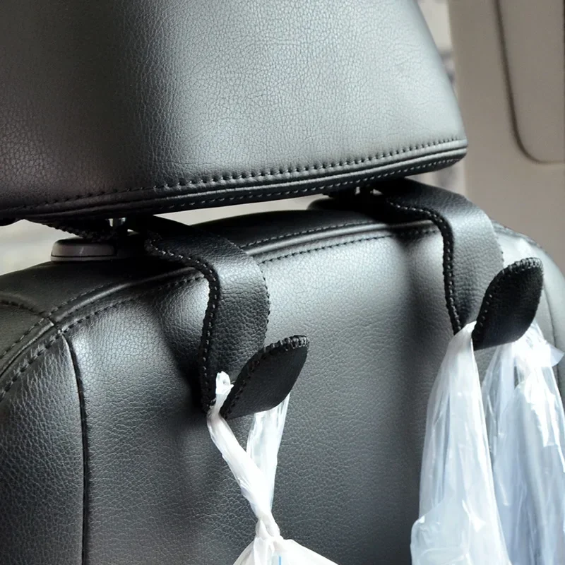 Car Seat Headrest Hooks Leather Hidden Back Hanger Storage Holder Organizer Rear Rack For Purses Bags Interior Accessories thumbnail 4