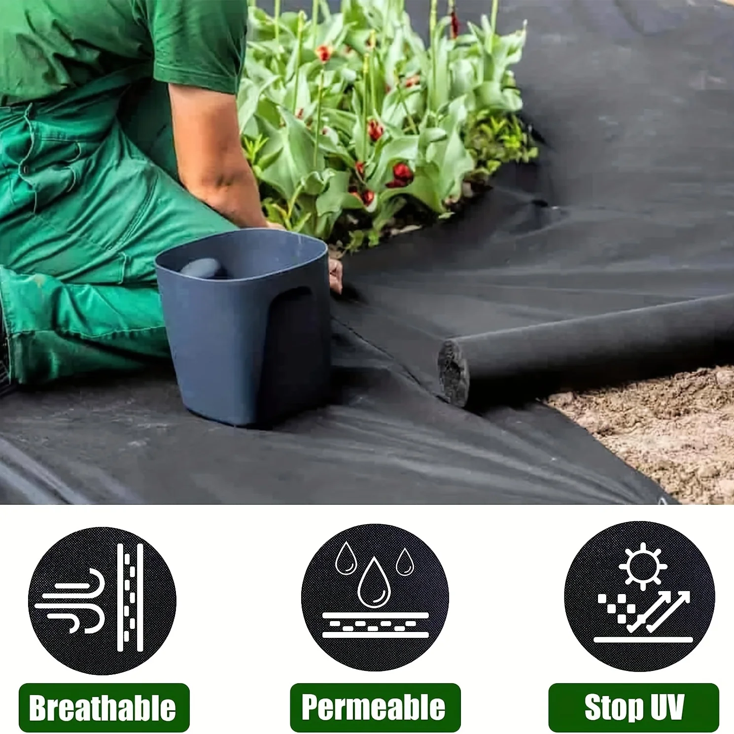 1 Pack, Heavy Duty Non-Woven Weed Barrier Fabric for Effective Weed Control in Your Garden thumbnail 2