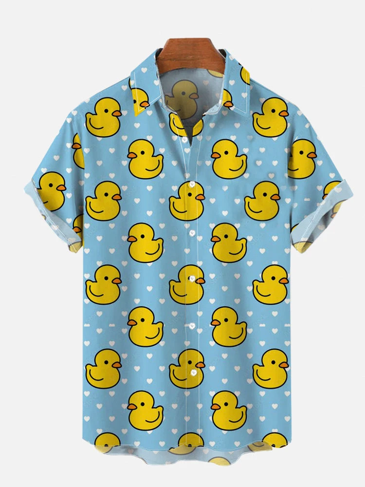 Unisex Men's Cosplay Shirts 3D Prints Splicing Cartoon Cute Duck Printing Short Sleeve Shirt Fashion Hawaiian Shirts For Men thumbnail 3
