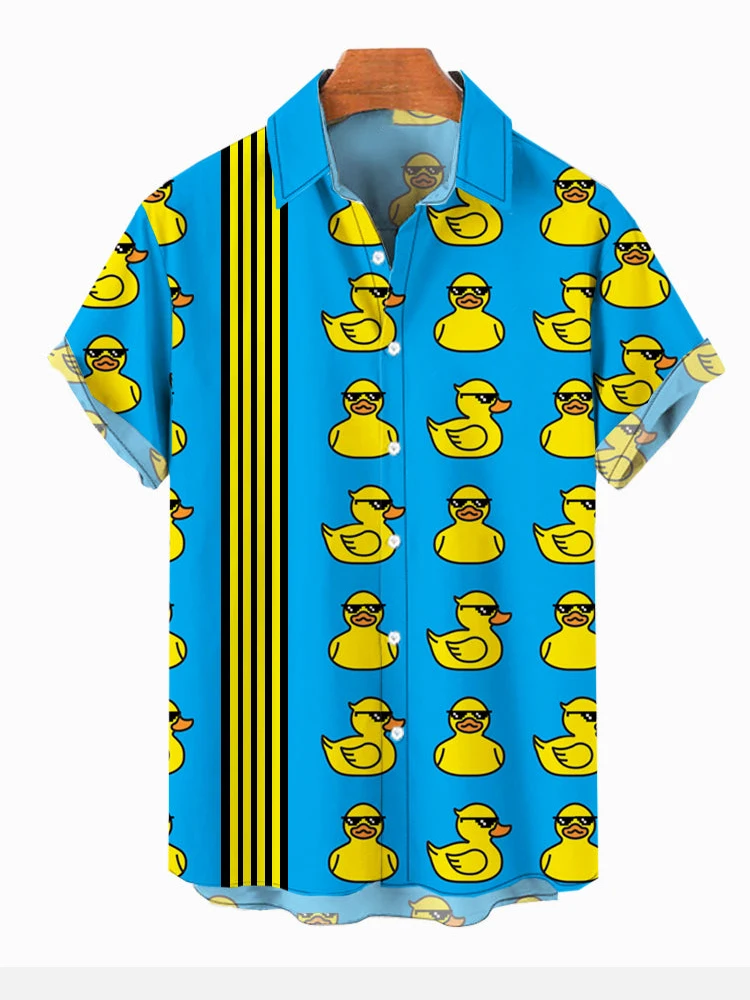 Unisex Men's Cosplay Shirts 3D Prints Splicing Cartoon Cute Duck Printing Short Sleeve Shirt Fashion Hawaiian Shirts For Men thumbnail 5