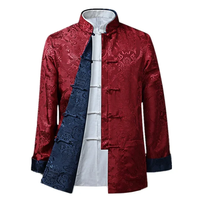 Men Chinese Dragon Shirt Kung Fu Coats China New Year Tang Suit Traditional Chinese Clothing For Men Jackets Hanfu Men Clothing thumbnail 2