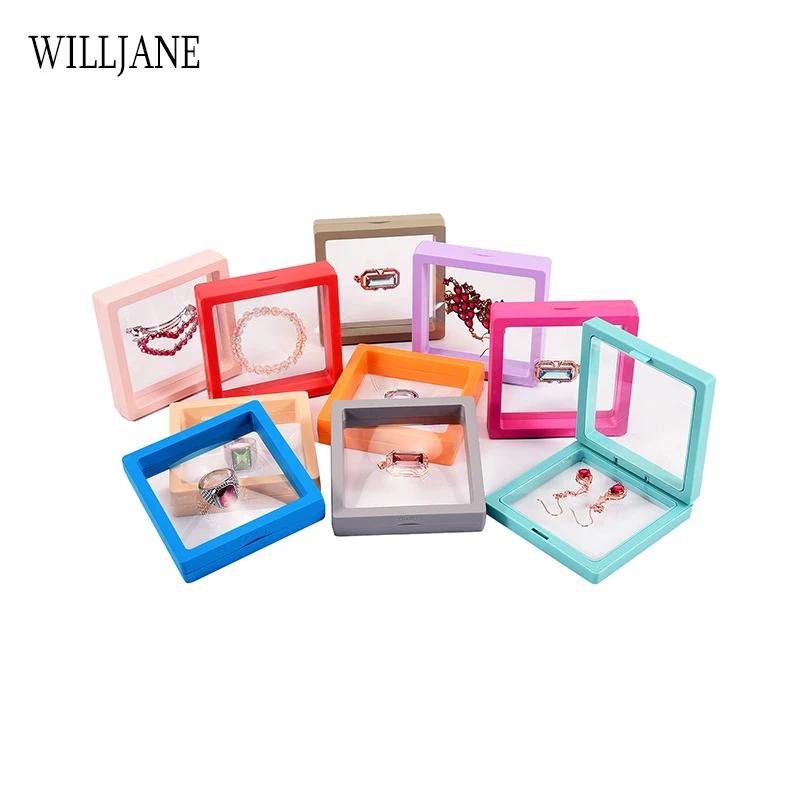Pack of 10 Transparent PE Film Jewelry Organizer Case Stand Antioxidant Storage Box Wholesale 3D Floating Display Frame Holder thumbnail 2