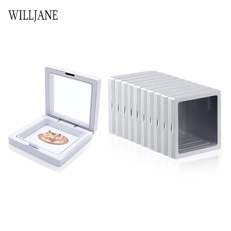Pack of 10 Transparent PE Film Jewelry Organizer Case Stand Antioxidant Storage Box Wholesale 3D Floating Display Frame Holder thumbnail 4