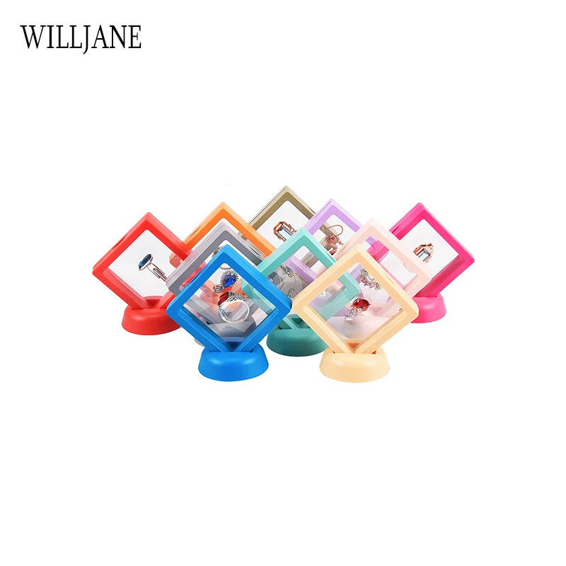 Pack of 10 Transparent PE Film Jewelry Organizer Case Stand Antioxidant Storage Box Wholesale 3D Floating Display Frame Holder thumbnail 3