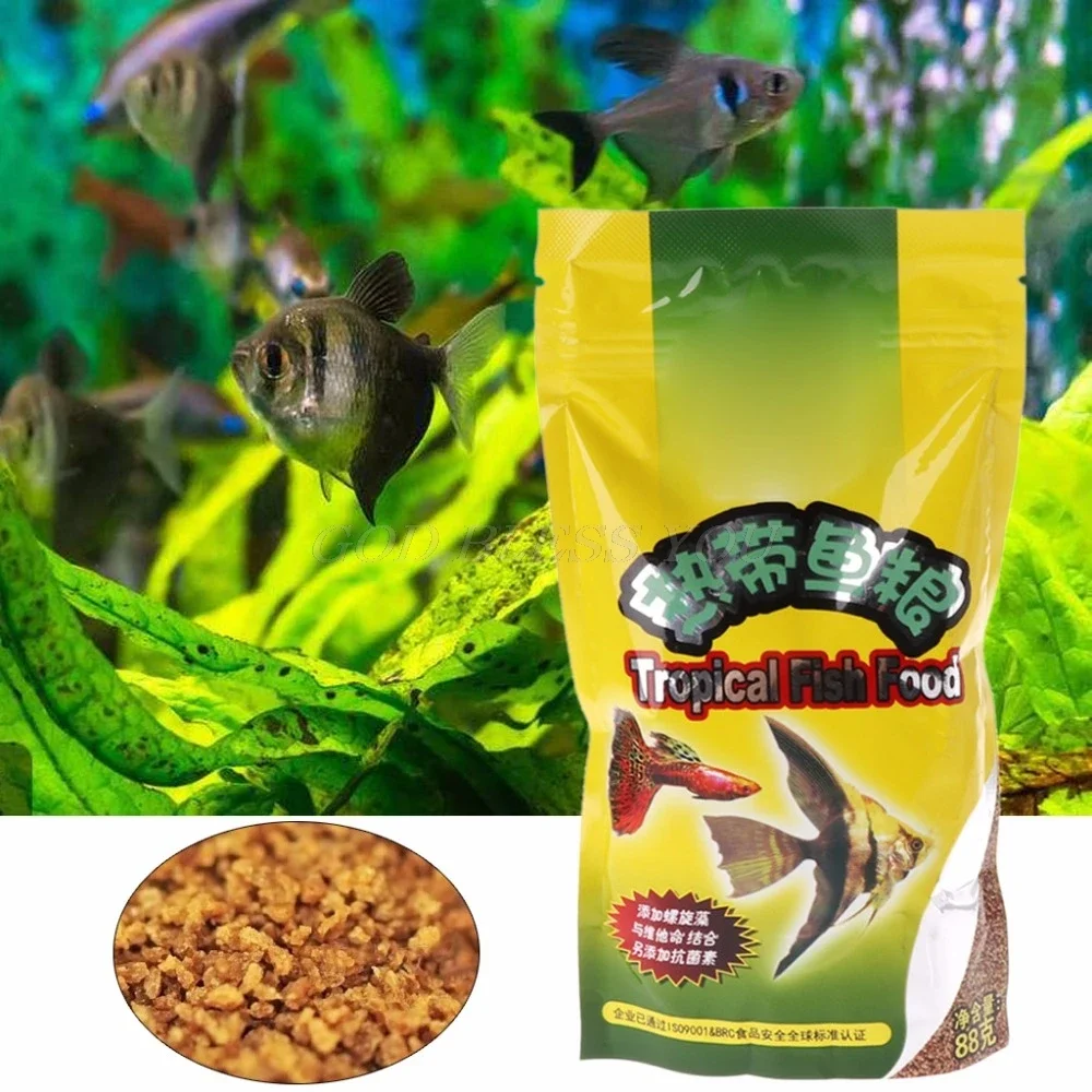 Aquarium Tank Tropical Fish Food Small Fish Feed Grain 88g Delicious Food Especially for Guppy Lantern Fish 1 Bag thumbnail 2