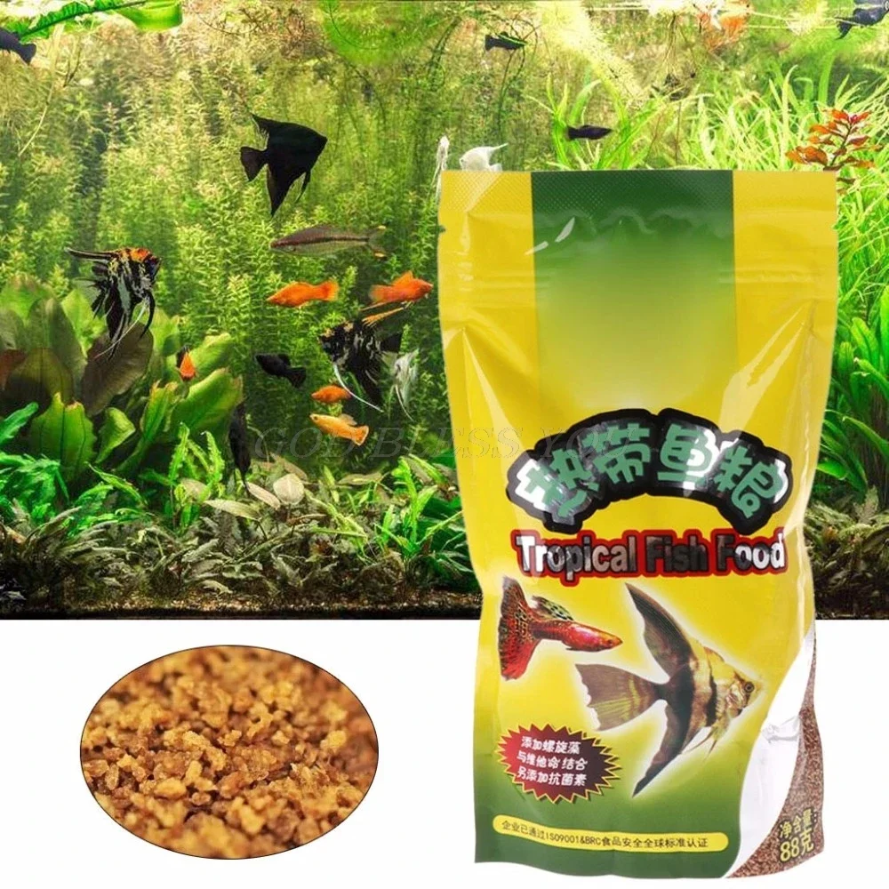 Aquarium Tank Tropical Fish Food Small Fish Feed Grain 88g Delicious Food Especially for Guppy Lantern Fish 1 Bag thumbnail 3