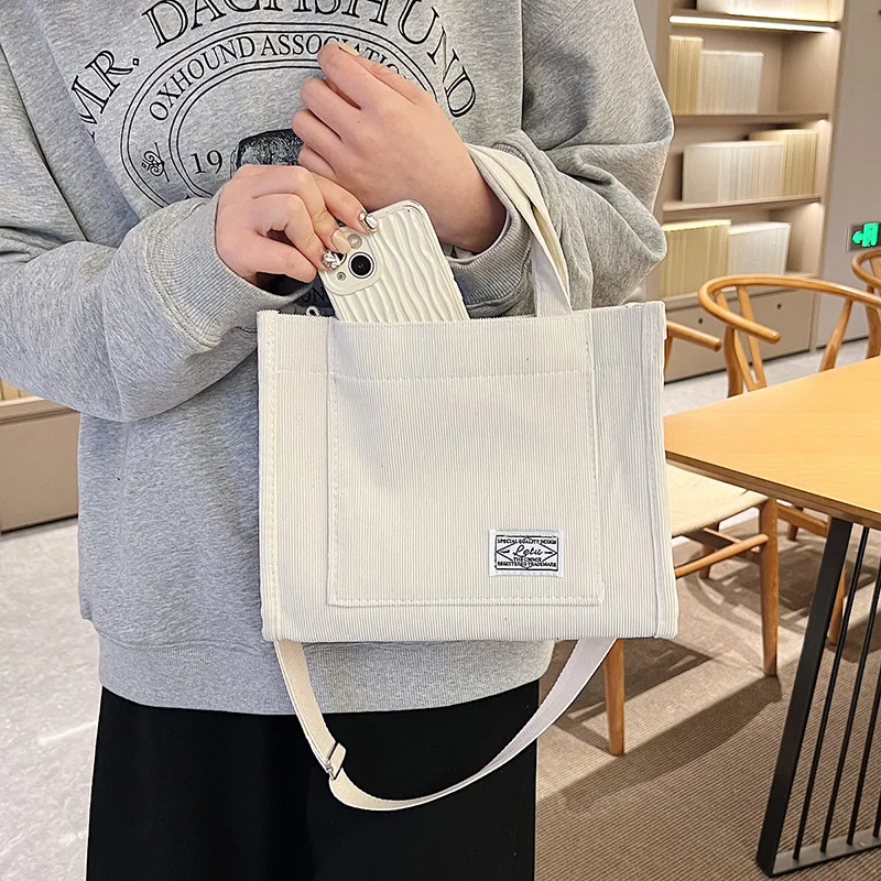 Corduroy Crossbody Tote Bag, Women's Square Crossbody Bag, Casual Tote Bag, Shoulder Bag, Travel Organiser Bag thumbnail 3