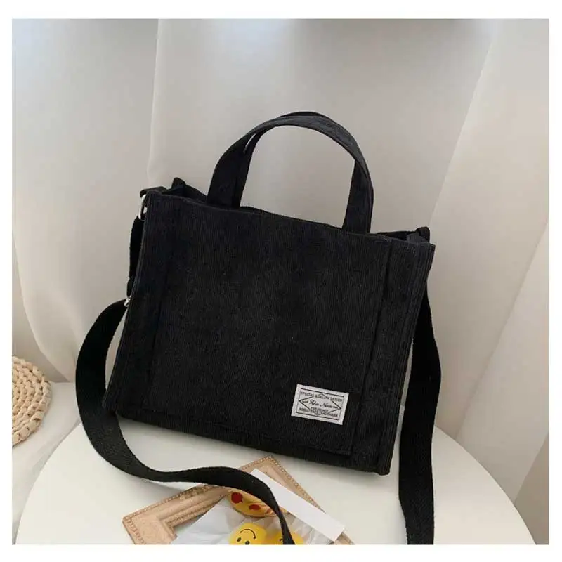 Corduroy Crossbody Tote Bag, Women's Square Crossbody Bag, Casual Tote Bag, Shoulder Bag, Travel Organiser Bag thumbnail 4
