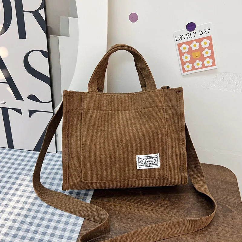 Corduroy Crossbody Tote Bag, Women's Square Crossbody Bag, Casual Tote Bag, Shoulder Bag, Travel Organiser Bag thumbnail 5
