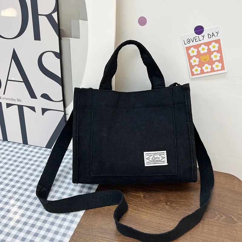 Corduroy Crossbody Tote Bag, Women's Square Crossbody Bag, Casual Tote Bag, Shoulder Bag, Travel Organiser Bag thumbnail 6