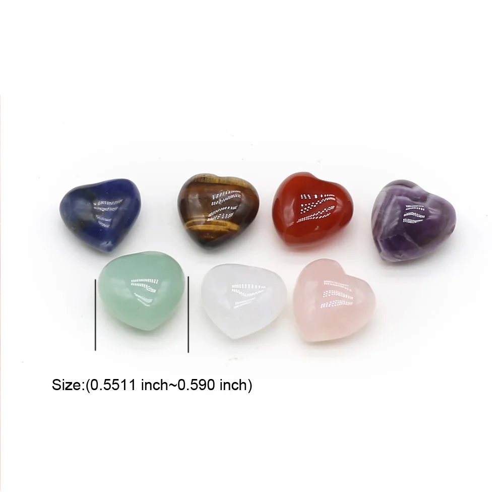 7pcs 15mm Natural Stone Crystal Agate Heart Aura Rune Yoga Stone Chakra Loose Beads for Jewelry Making Supplies DIY Accessories thumbnail 6