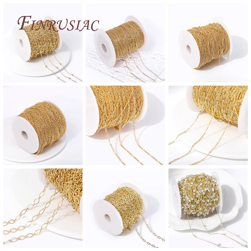 14K Gold Plated Spool Chains For DIY Handmade Jewellery Making Supplies Multi Styles Metal Bulk Chains Wholesale High Quality