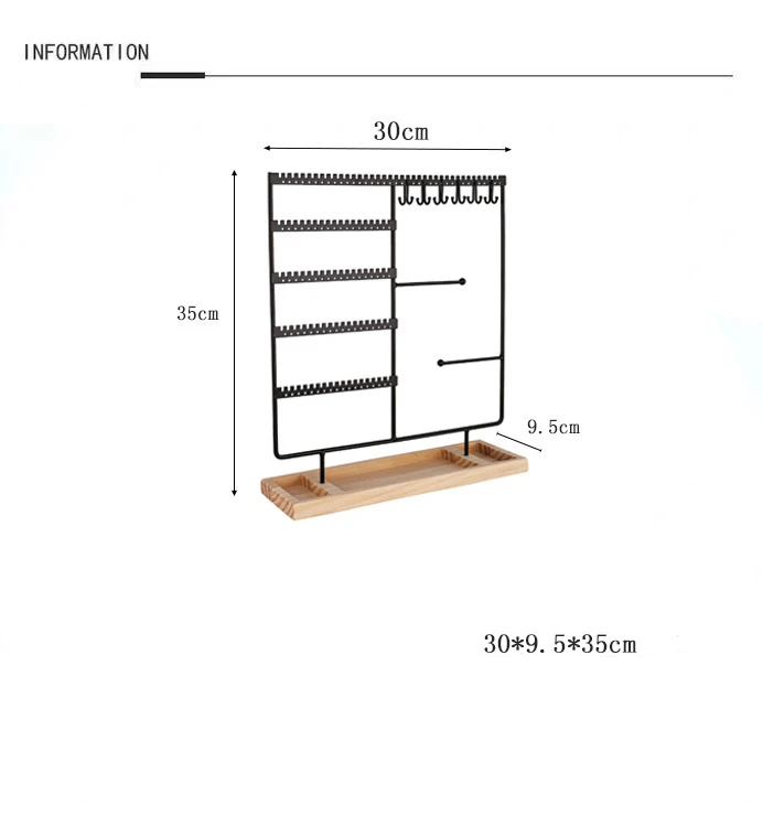 Multifunctional Earring Display Rack Necklace Ring Storage Rack Detachable Wooden Bottom Women Bracelet Watch Jewelry Rack thumbnail 6