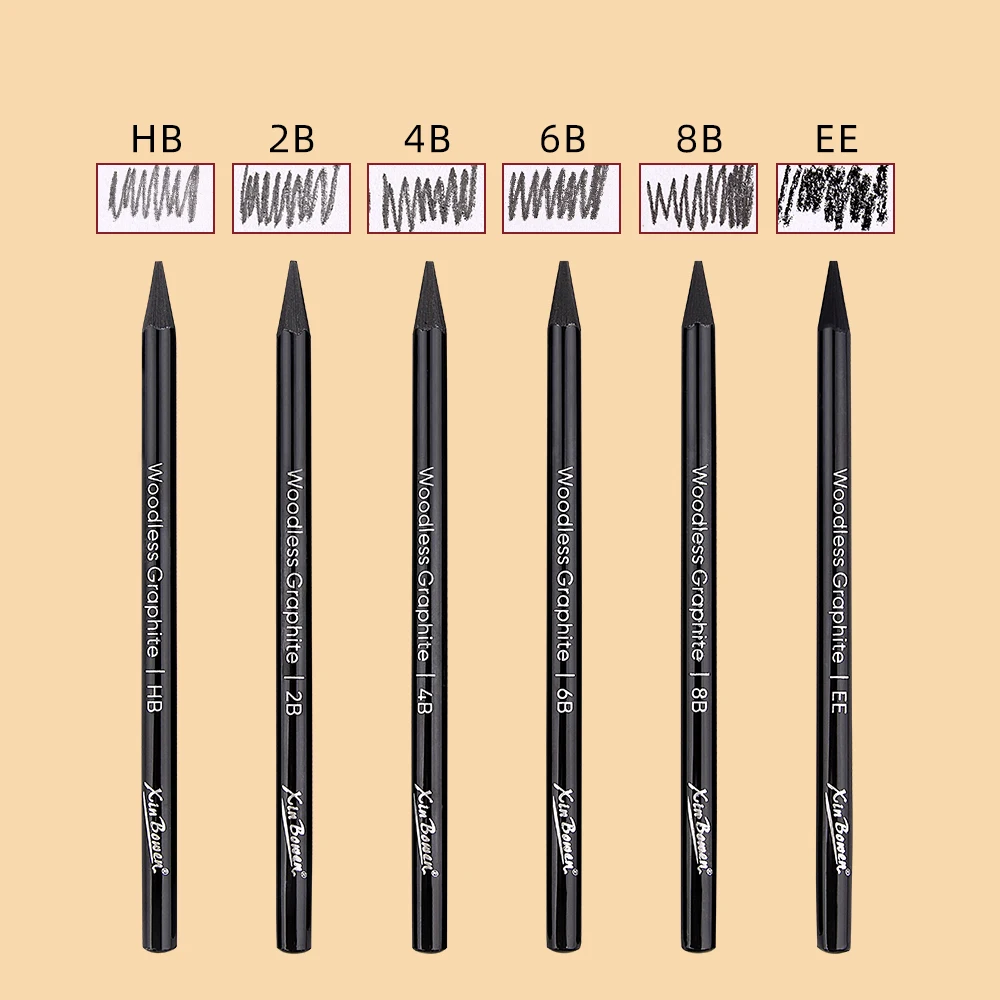 Artists Woodless Graphite Charcoal Pencil Set,Including Soft, Medium and Hard,HB/2B/4B/6B/8B/EE for Drawing,Shading Sketching thumbnail 4