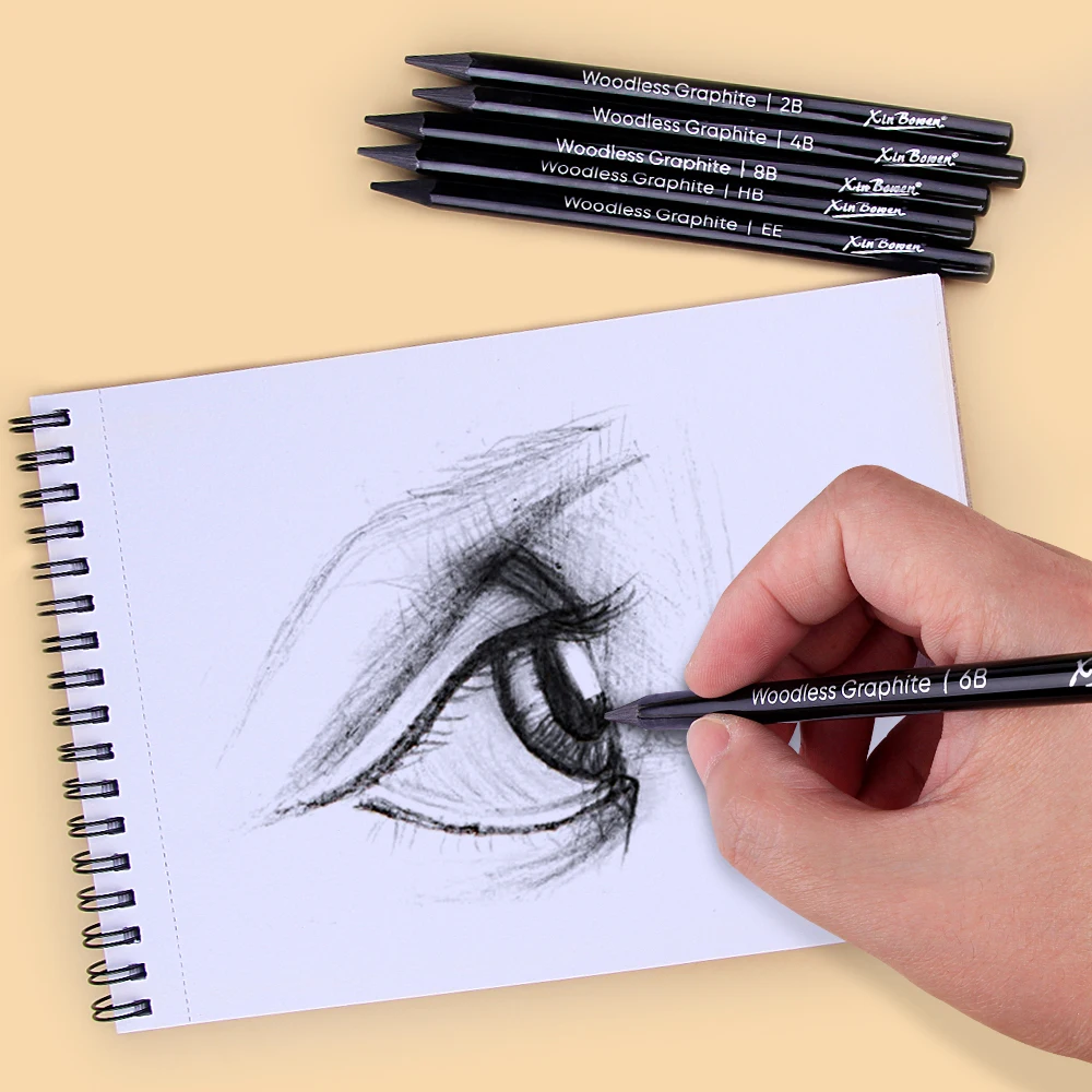 Artists Woodless Graphite Charcoal Pencil Set,Including Soft, Medium and Hard,HB/2B/4B/6B/8B/EE for Drawing,Shading Sketching thumbnail 5