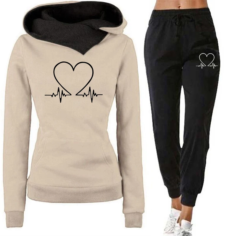 Woman Tracksuit Two Piece Set Winter Warm Hoodies+Pants Pullovers Sweatshirts Female Jogging Woman Clothing Sports Suit Outfits thumbnail 5
