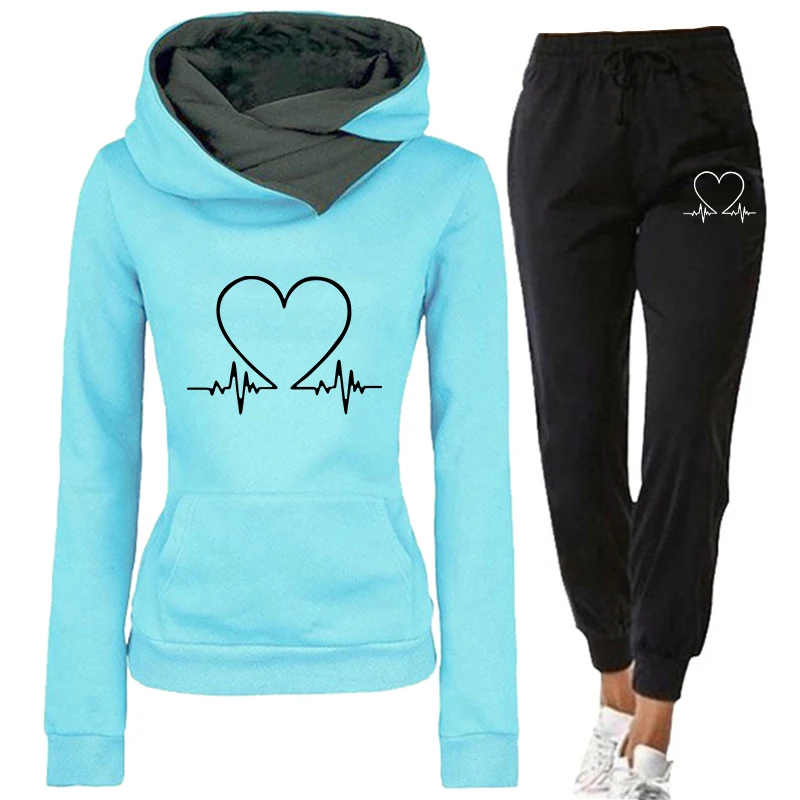 Woman Tracksuit Two Piece Set Winter Warm Hoodies+Pants Pullovers Sweatshirts Female Jogging Woman Clothing Sports Suit Outfits thumbnail 2
