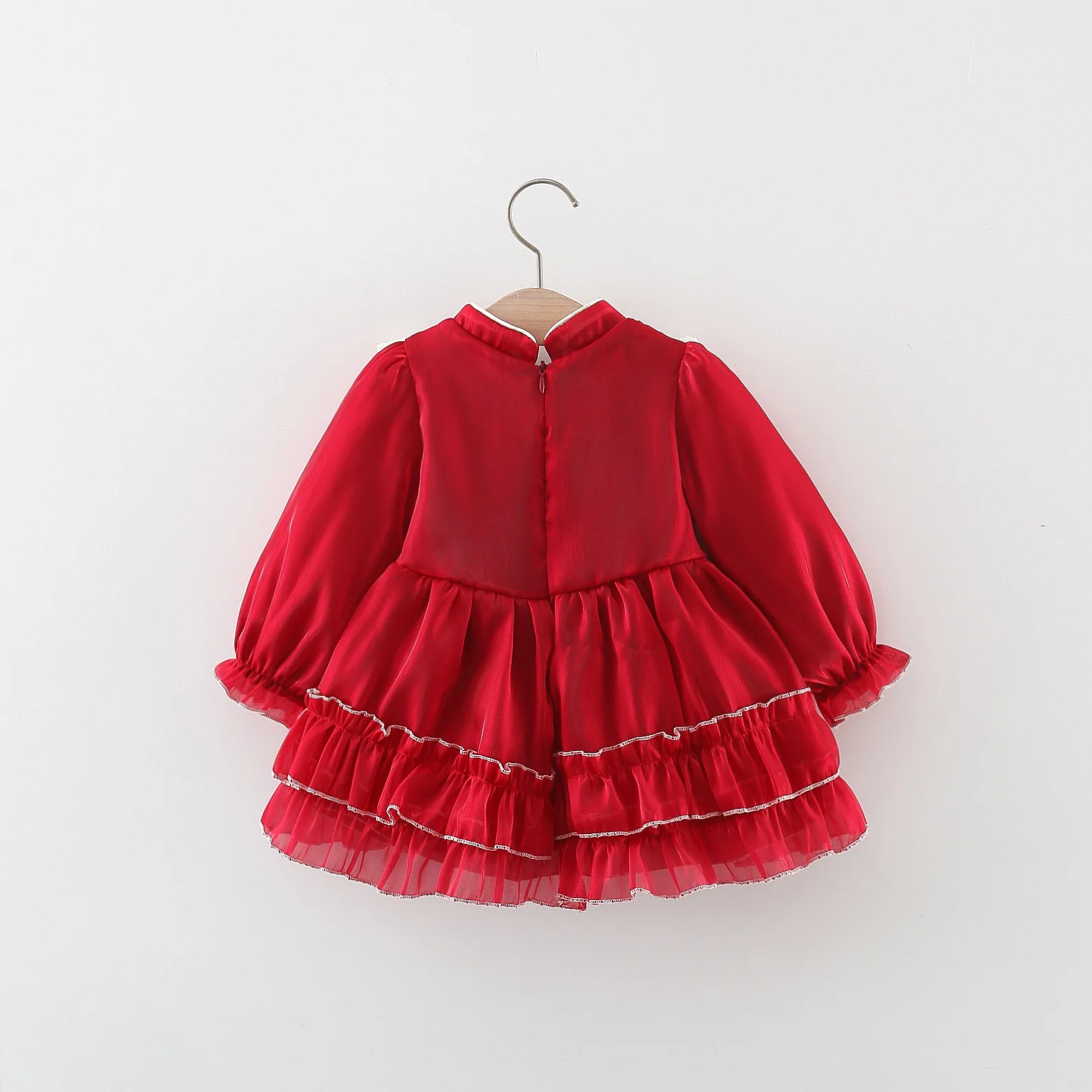 Girls' Autumn Long sleeved Lace Lace Princess Dress with Embroidered Pan Button Chinese Style Baby Dress thumbnail 4