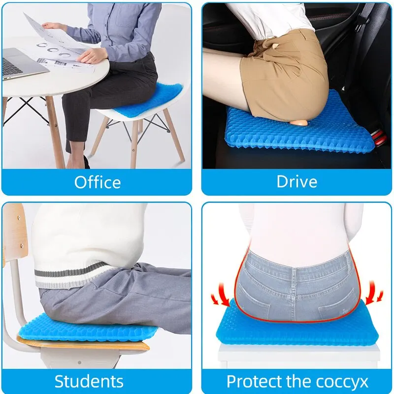 Gel Seat Cushion Summer Breathable Honeycomb Design For Pressure Relief Back Tailbone Pain - Home Office Wheelchair Chair Cars thumbnail 5