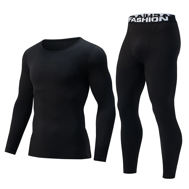 2-piece Autumn And Winter Solid Color Fashionable Casual Base Set Slim Fit Sports Fitness Long Sleeved Pants Warm Underwear Set thumbnail 3