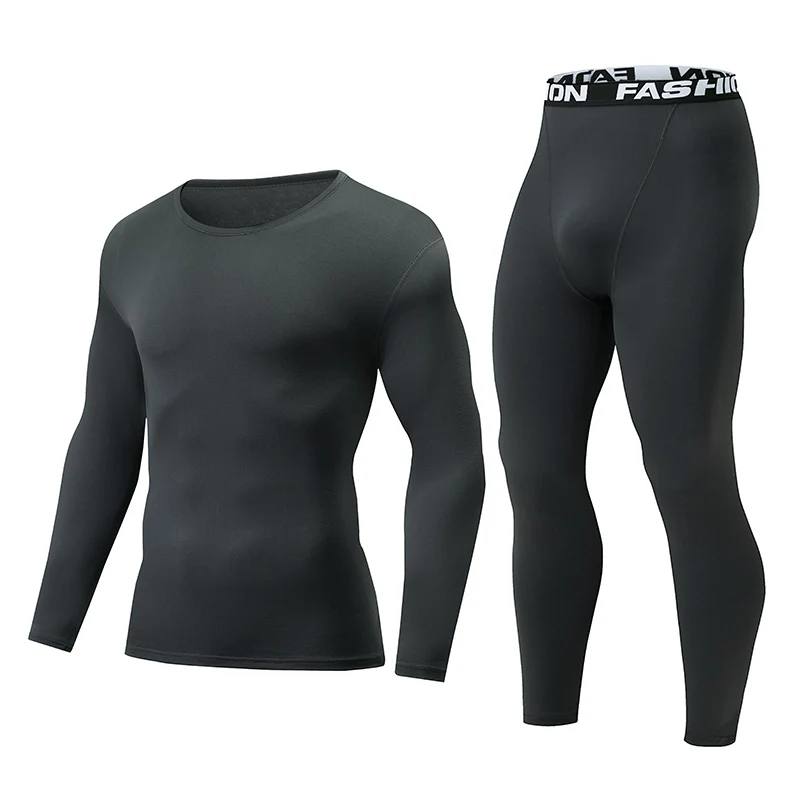2-piece Autumn And Winter Solid Color Fashionable Casual Base Set Slim Fit Sports Fitness Long Sleeved Pants Warm Underwear Set thumbnail 4
