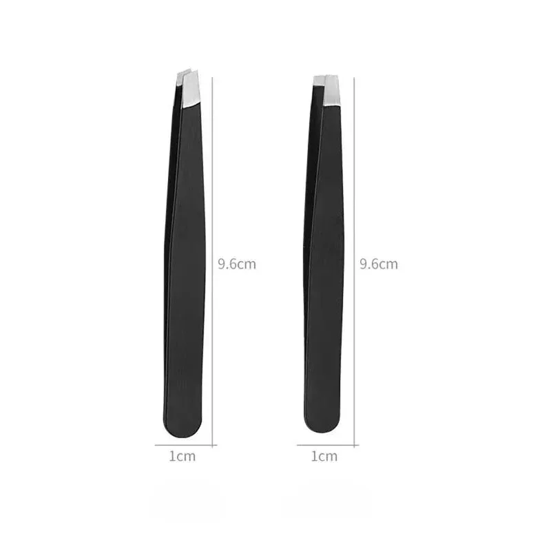 Stainless Steel Black Eyebrow Tweezer with Slant and Flat Point Beauty Tools for Eyelash Tweezer & Ingrown Hair Removal thumbnail 6